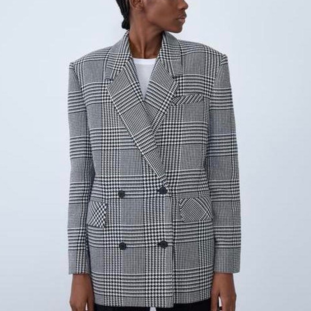 ZARA Oversized Houndstooth Blazer